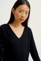 Vestido con cuello en V - Capelet - Negro