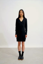 Vestido con cuello en V - Capelet - Negro