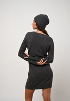 V-Neck Dress - Capelet - Anthracite Marl