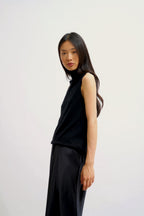 Pull Col Roulé Sans Manches - Capucin - Noir