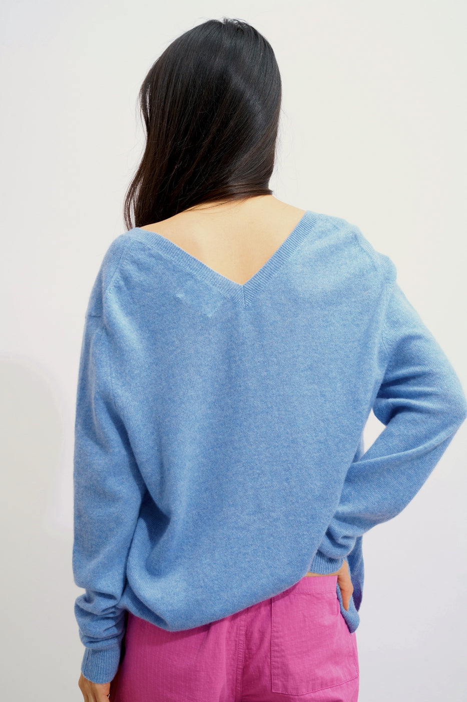 V-Neck Jumper Front And Back - Giegn - Sky