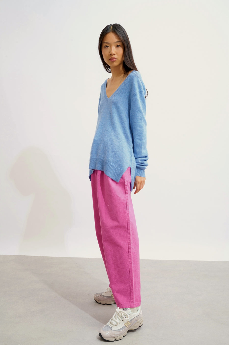 V-Neck Jumper Front And Back - Giegn - Sky