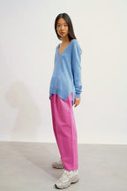 V-Neck Jumper Front And Back - Giegn - Sky