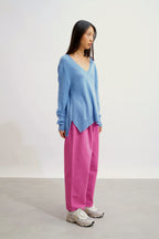 V-Neck Jumper Front And Back - Giegn - Sky