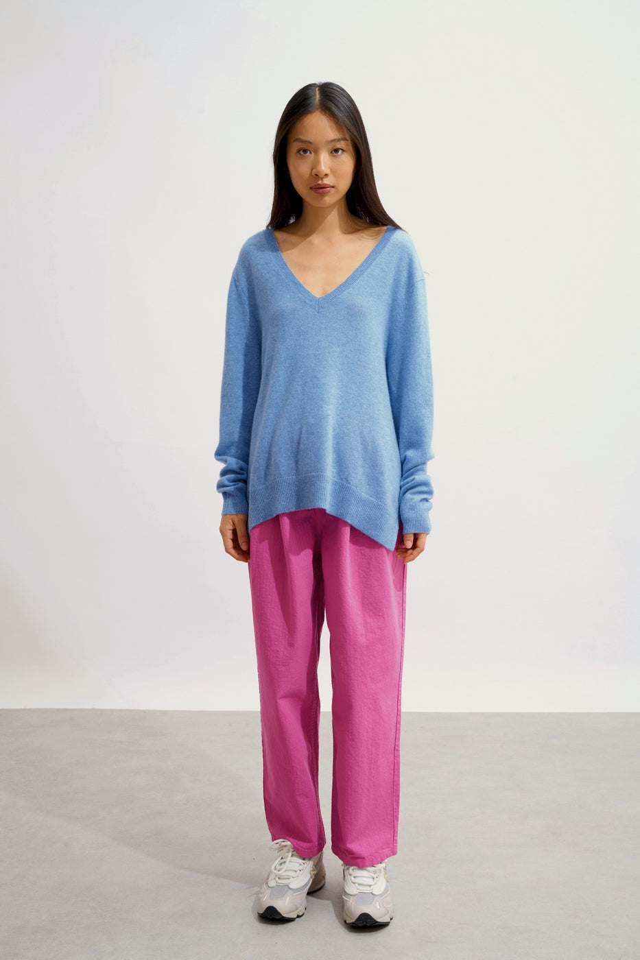 V-Neck Jumper Front And Back - Giegn - Sky