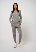 Jersey de cuello redondo Etret - Heather Cloud - 100% cachemir de 2 capas