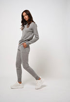 Jersey de cuello redondo Etret - Heather Cloud - 100% cachemir de 2 capas
