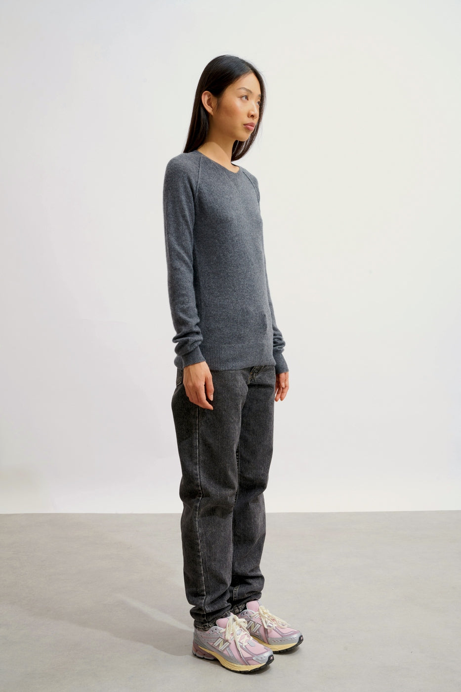 Round-Neck Jumper - Etret - Anthracite Marl