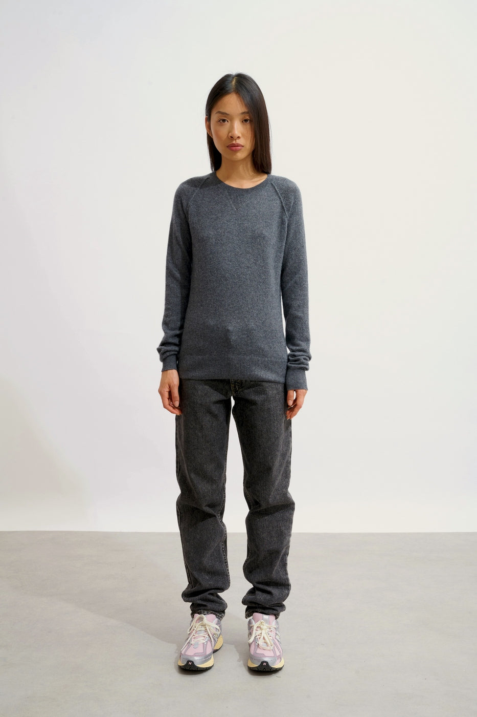 Round-Neck Jumper - Etret - Anthracite Marl