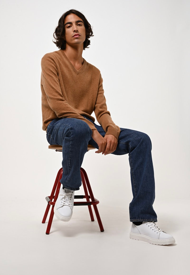 Pull Col V - Agel - Noisette