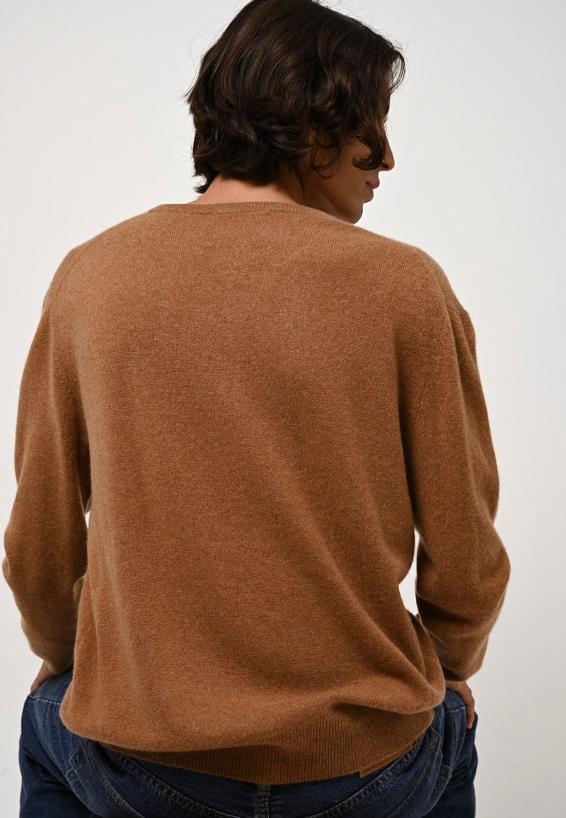 Pull Col V - Agel - Noisette