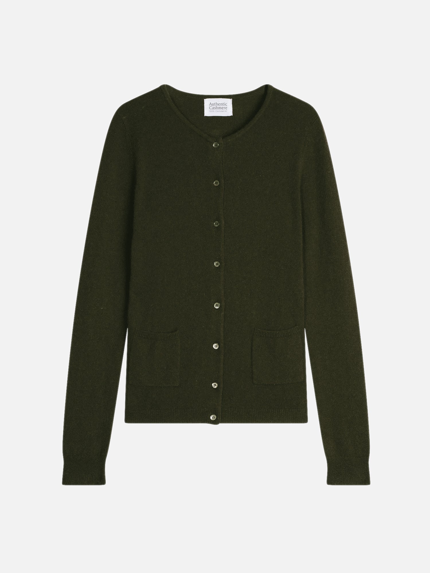 Round-Neck Cardigan - Caron - Khaki