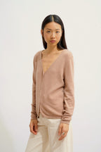 Cardigan Col V - Chalais - Camel Chiné