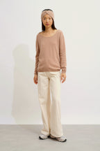 Boat Neck Jumper - Lanfon - Marl Camel