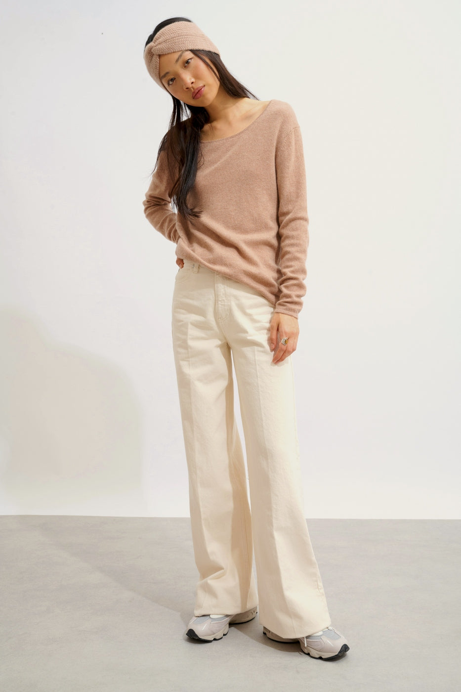 Boat Neck Jumper - Lanfon - Marl Camel