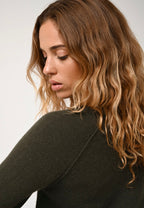 Round Neck Jumper Etret - Khaki - 100% 2-Ply Cashmere