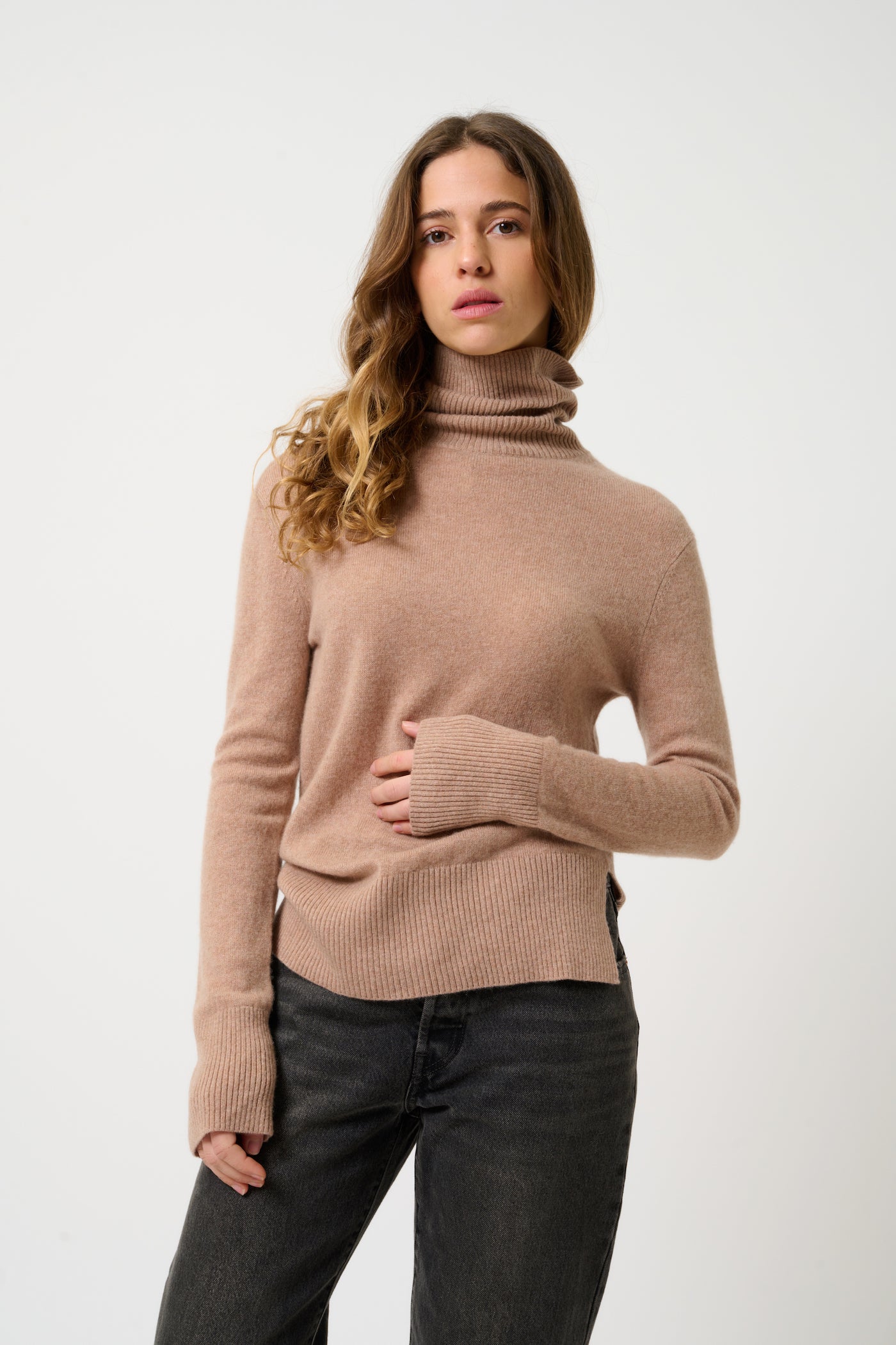 Roll-Neck Jumper - Fornet - Camel Marl