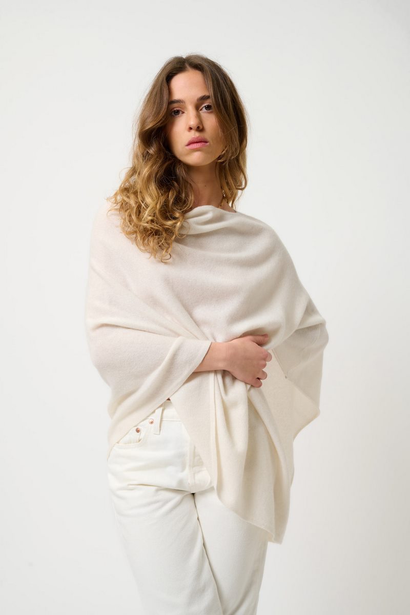 Poncho - 100% Cachemire 2 Fils - Ivoire - Femme