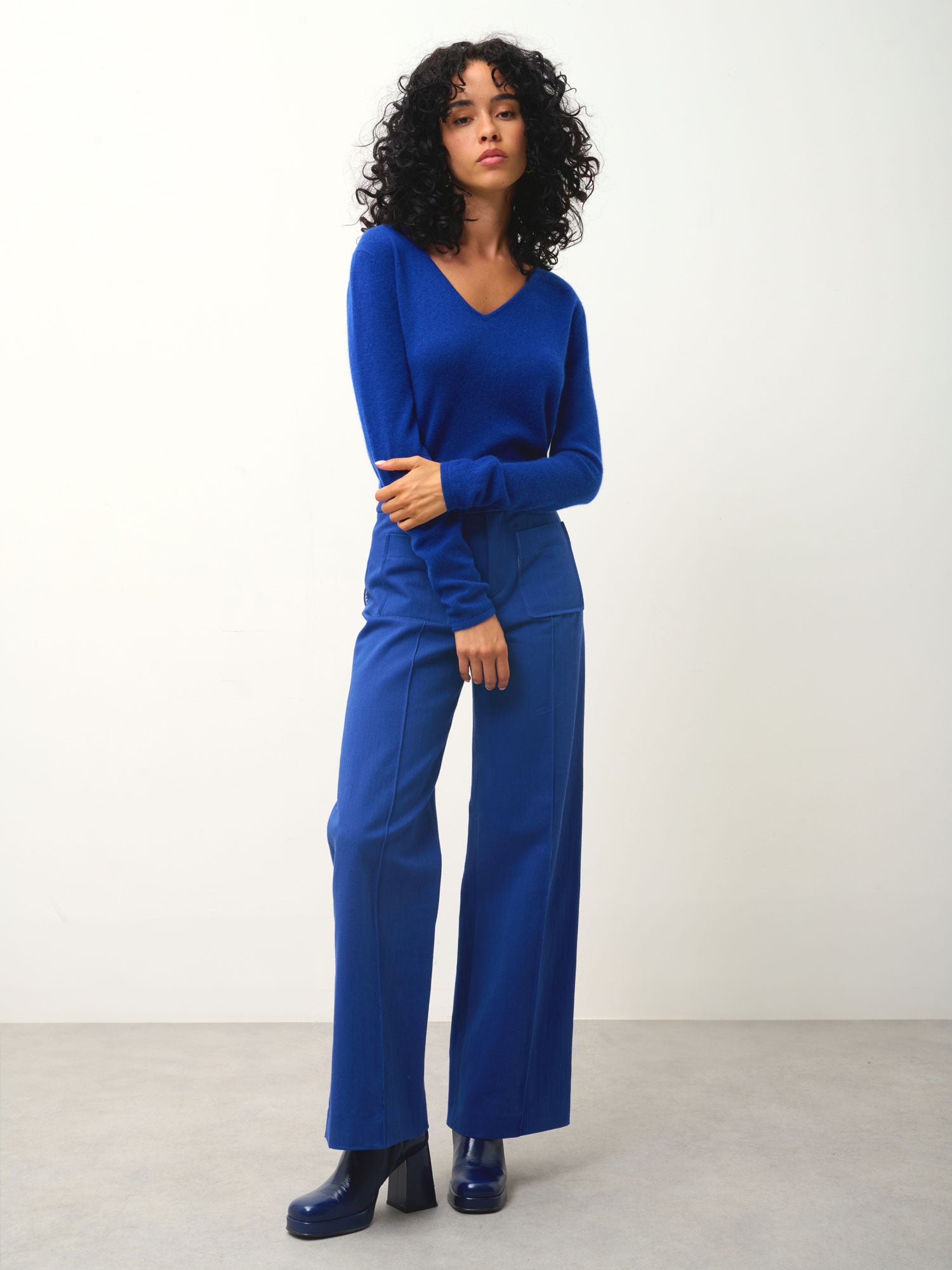 Pull Col V - Galise - Bleu