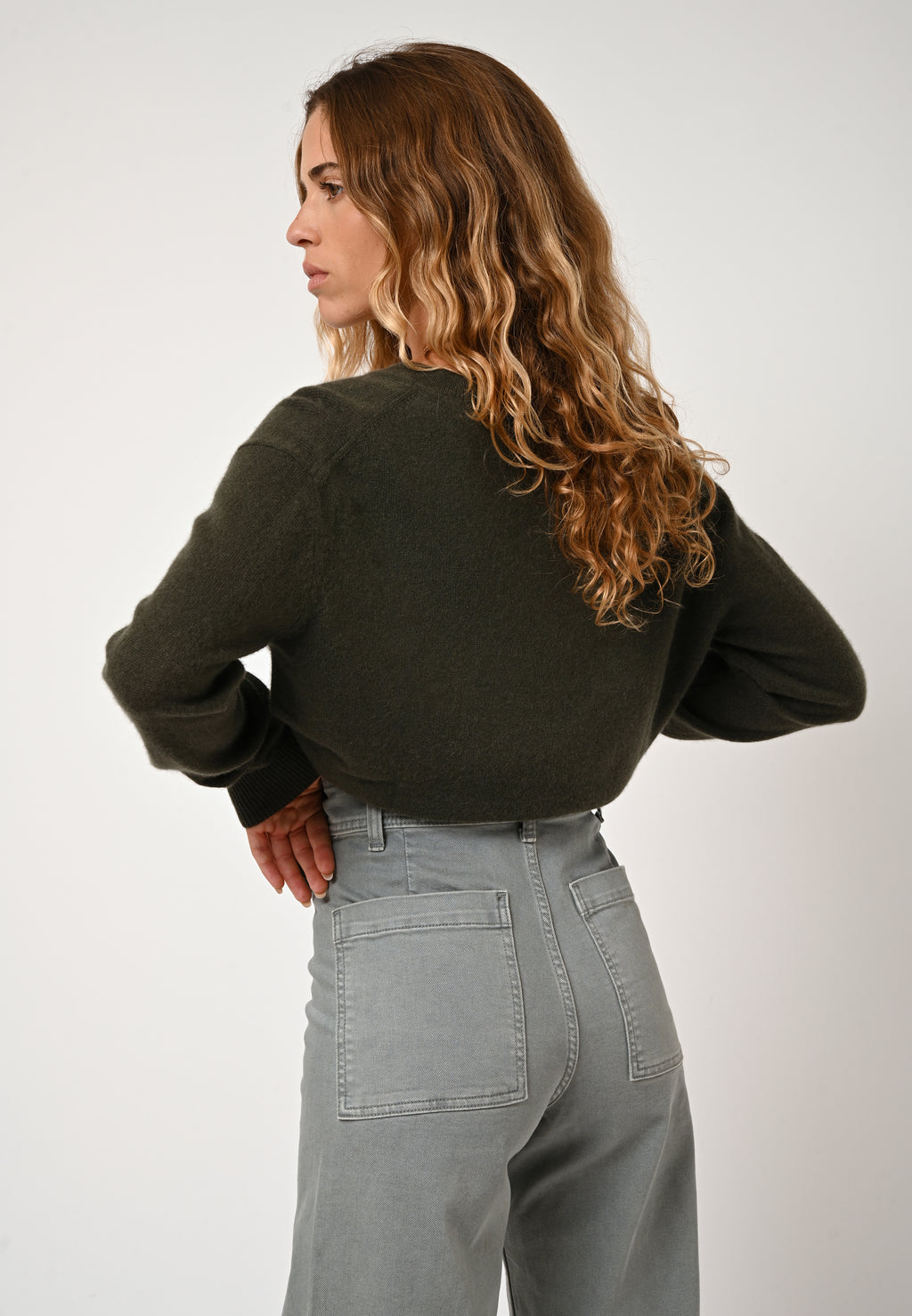 V-Neck Jumper - Gardoria - Khaki