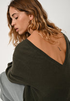 V-Neck Jumper Front And Back - Giegn - Khaki
