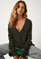 V-Neck Jumper Front And Back - Giegn - Khaki