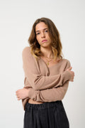 Jersey Cuello Pico - Giusalet - Camel Jaspeado