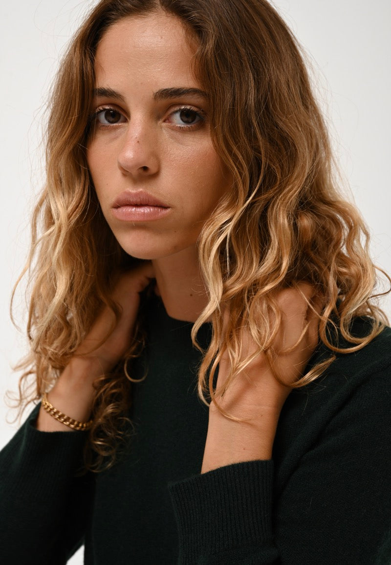 Round-Neck Button-Back Jumper - Estaris - Cyprès