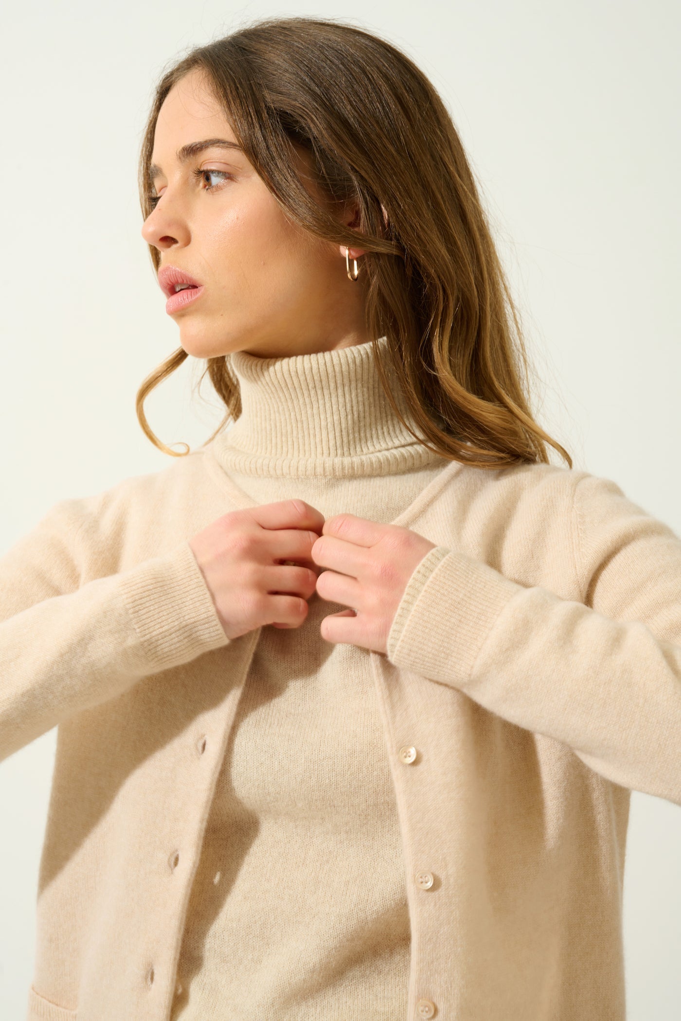 Cardigan Col Rond - Caron - Beige