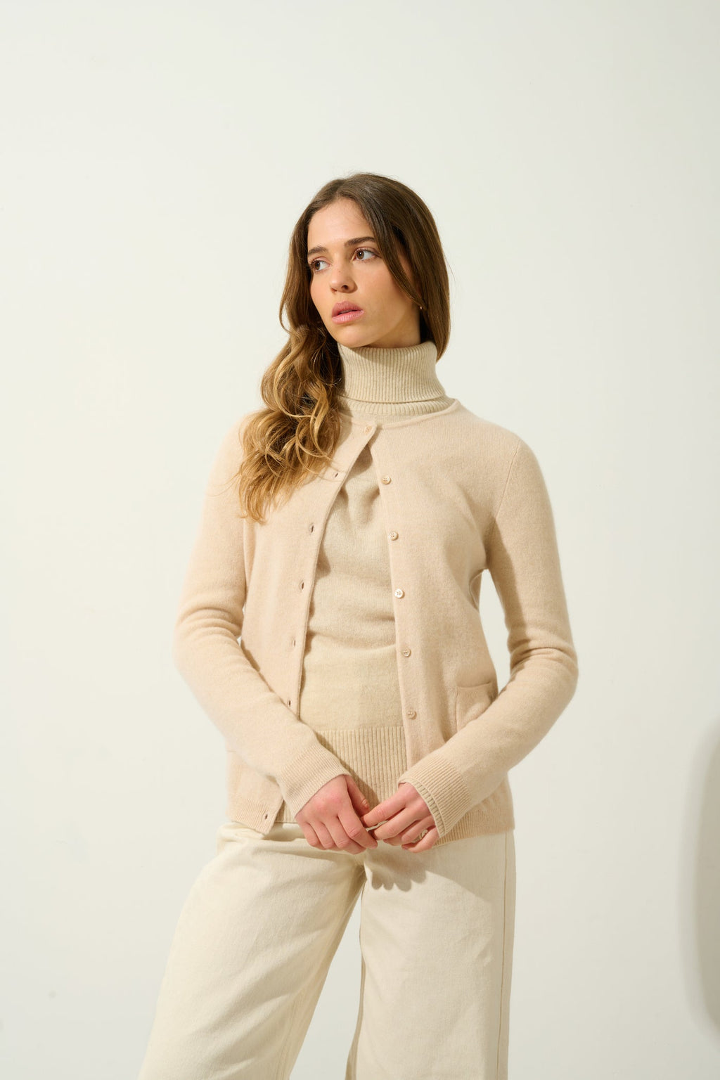 Cardigan Col Rond - Caron - Beige