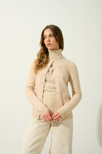 Cardigan Col Rond - Caron - Beige