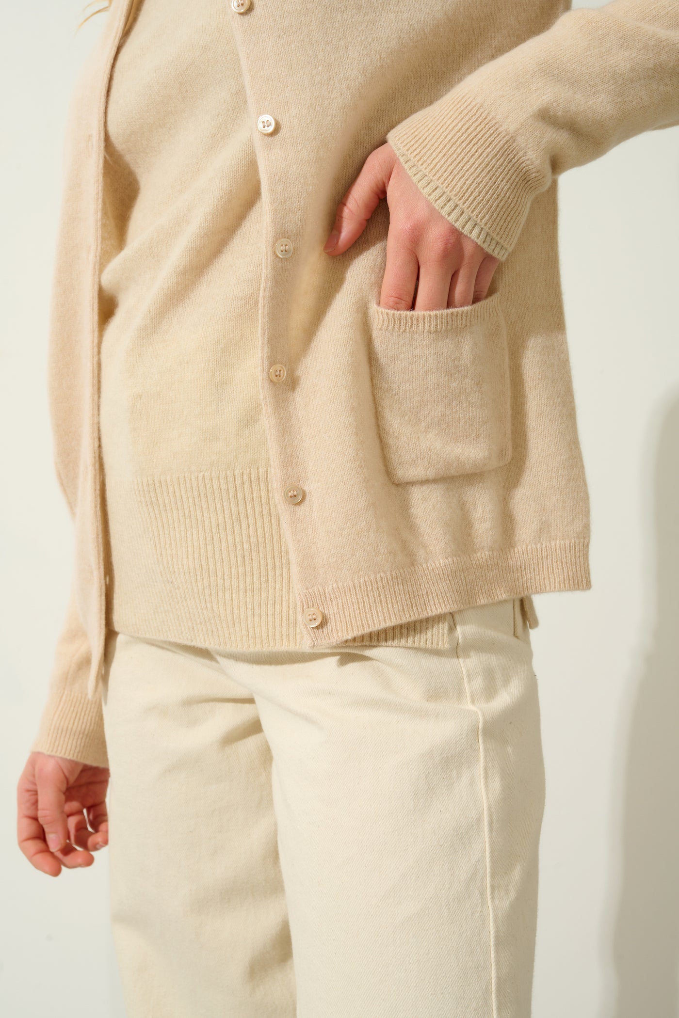Cardigan Col Rond - Caron - Beige