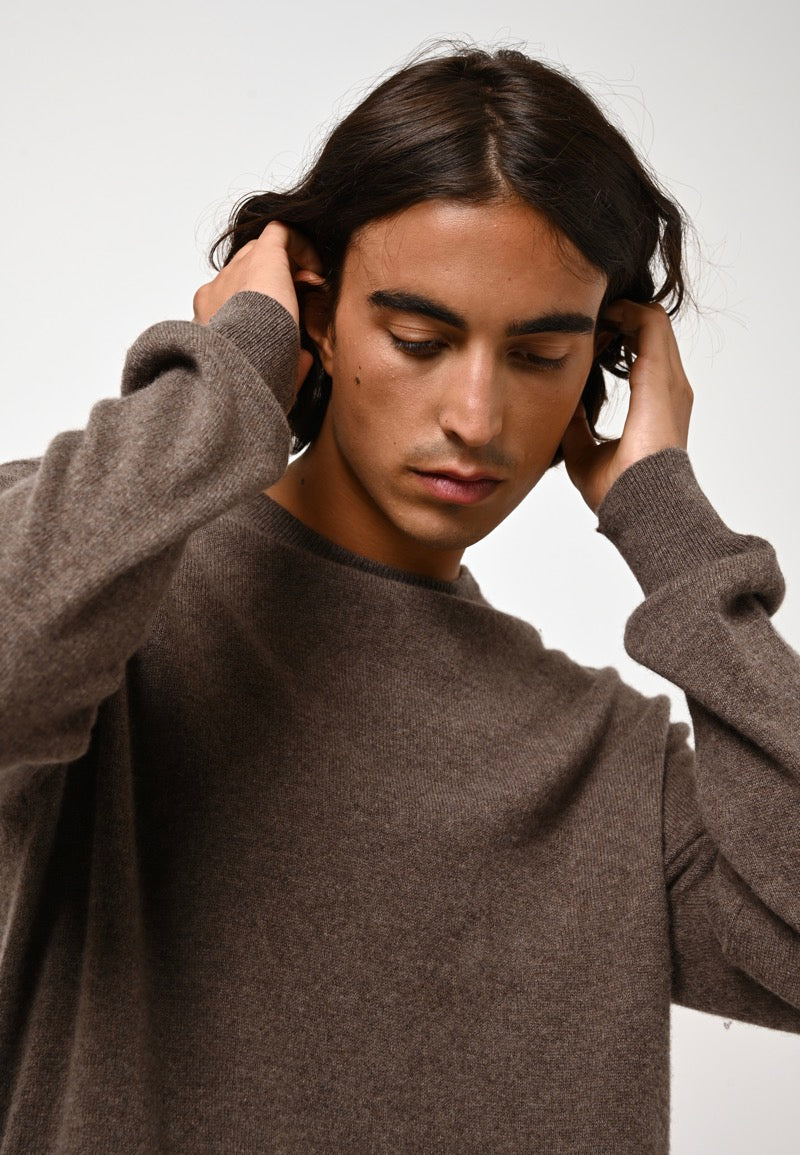 Pull Col Rond - Aiglière - Taupe Chiné