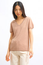 V-Neck T-Shirt - Kali - Mottled Camel