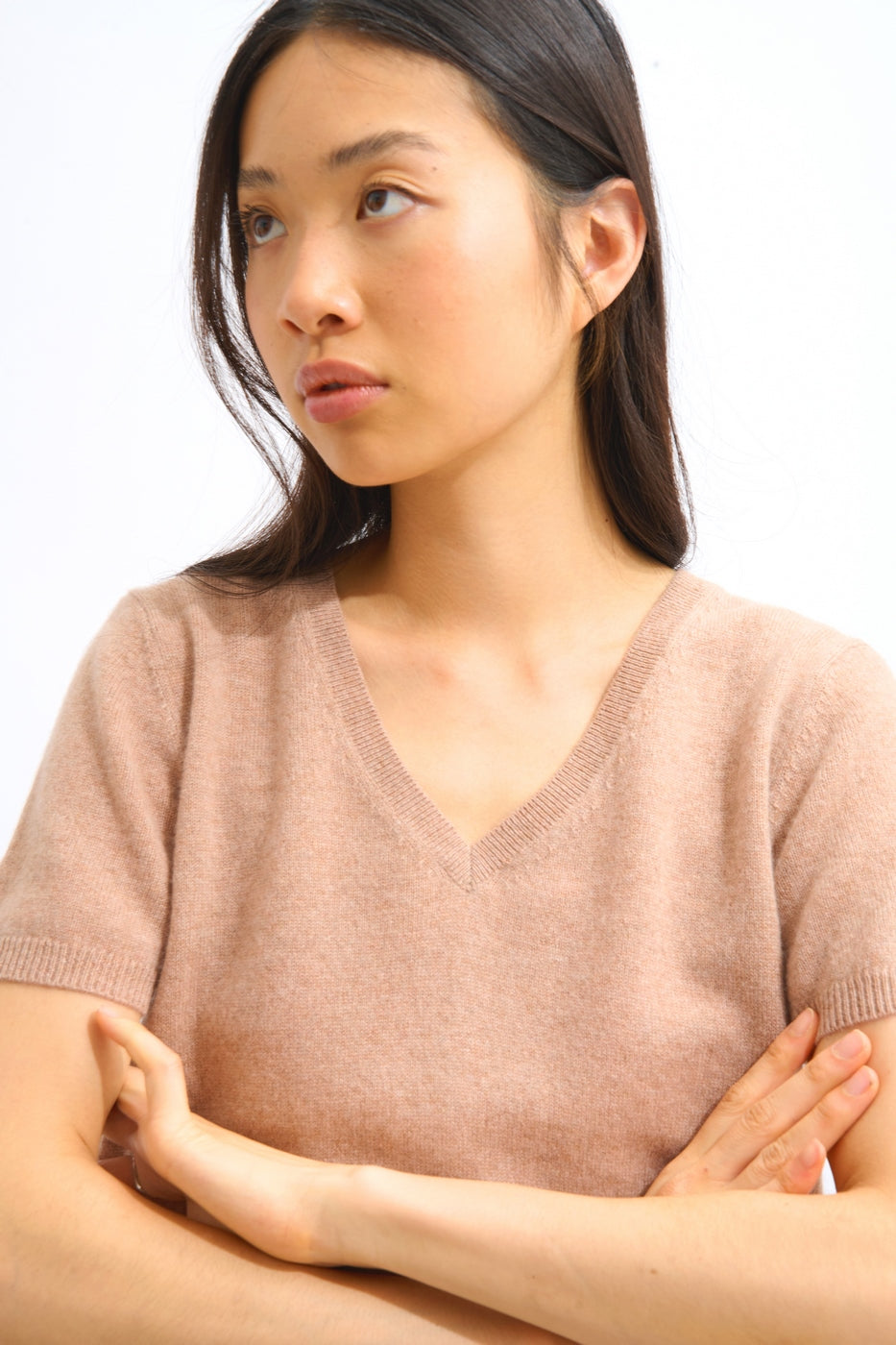 V-Neck T-Shirt - Kali - Mottled Camel