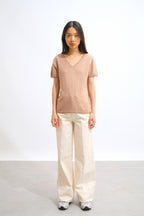 V-Neck T-Shirt - Kali - Mottled Camel