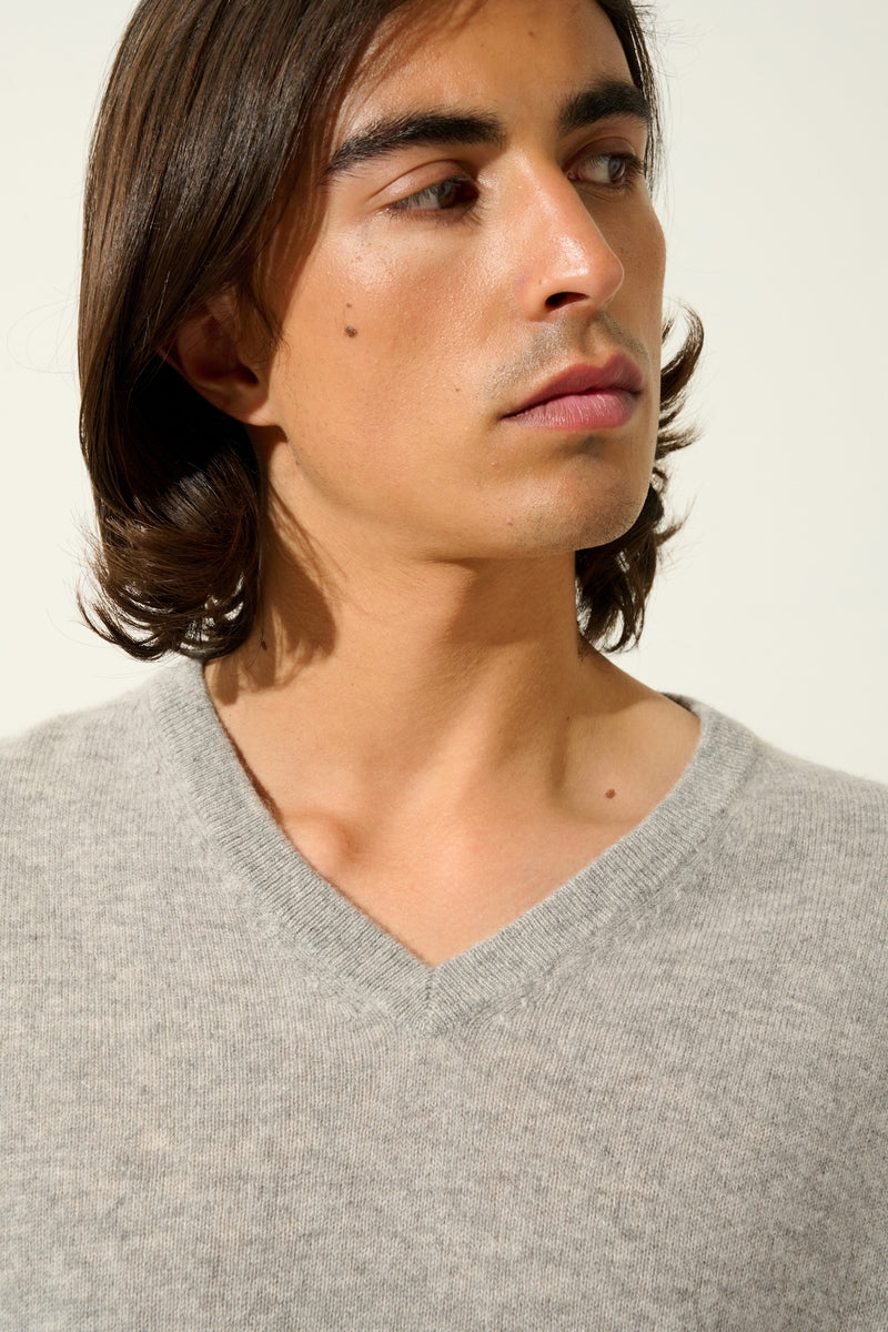 Jersey de cuello en V - Timeo - Nube Jaspeada