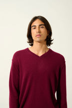 Pull Col V - Timeo - Bordeaux