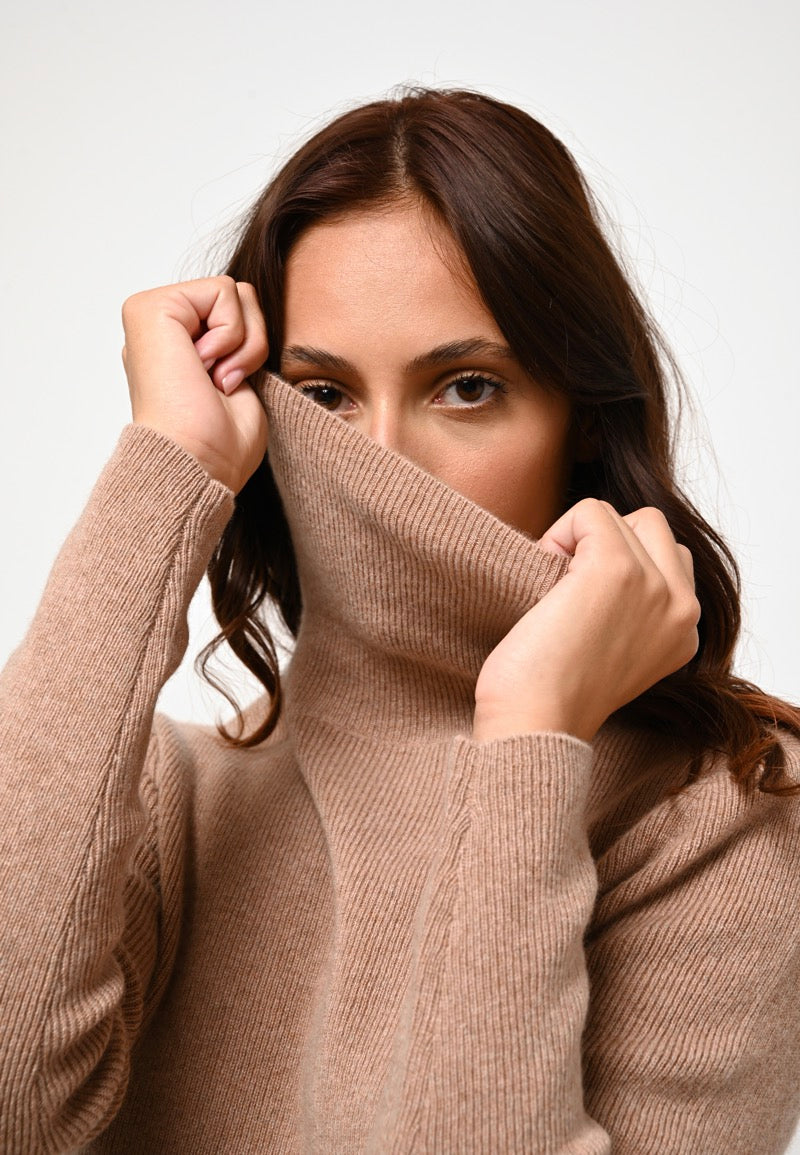 Jersey Cuello Vuelto - Suzie - Camel Chiné