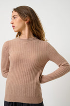 Round-Neck Jumper - Bella - Marl Camel