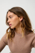 Round-Neck Jumper - Bella - Marl Camel