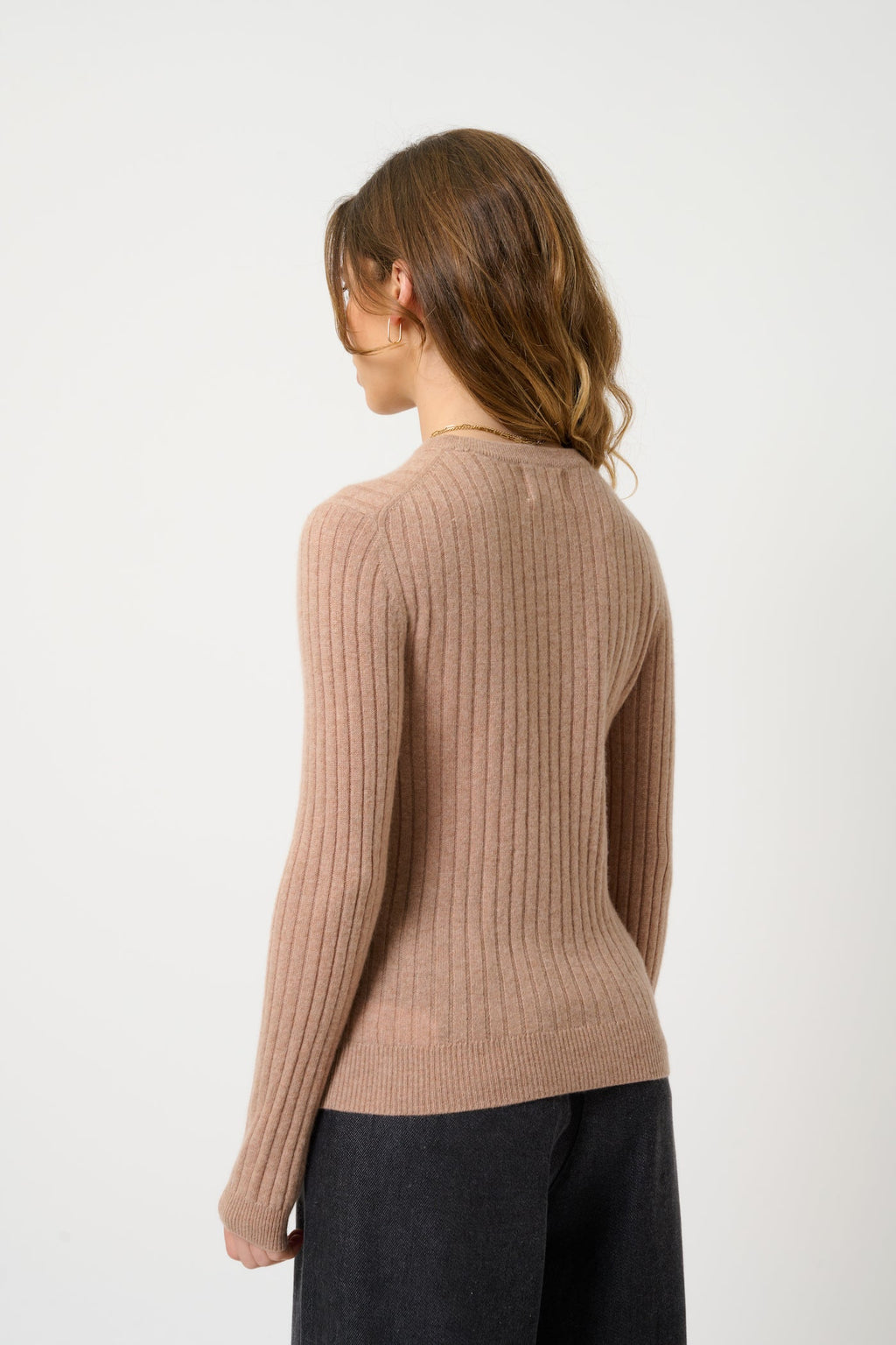 Round-Neck Jumper - Bella - Marl Camel