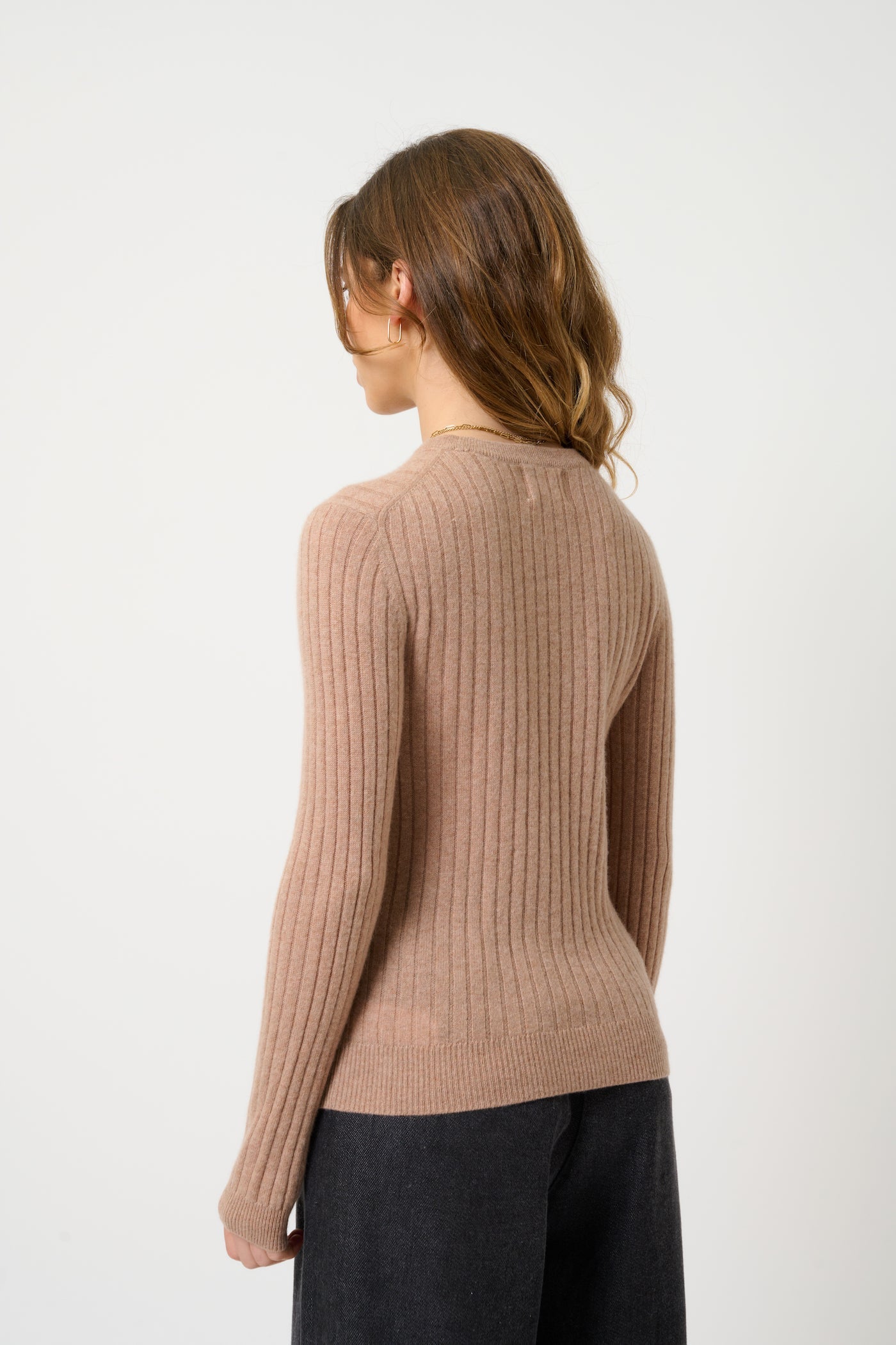 Round-Neck Jumper - Bella - Marl Camel
