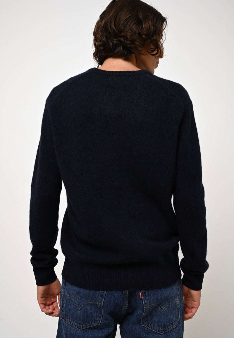 Pull Col V 4 Fils - Victor - Navy