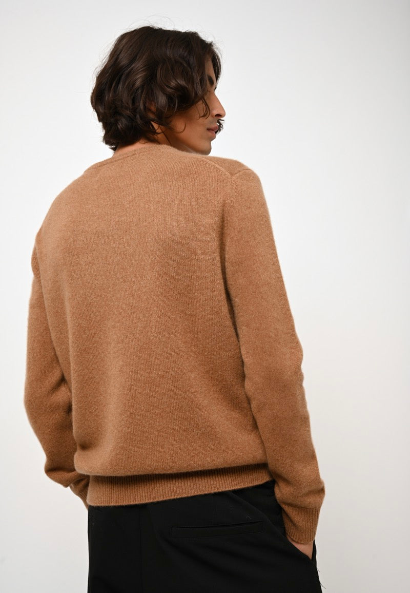 4-Ply Round-Neck Jumper - Victo - Hazelnut