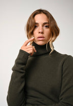 Pull Col Roulé 4 Fils - Linda - Kaki