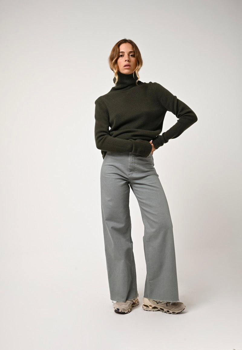 Pull Col Roulé 4 Fils - Linda - Kaki