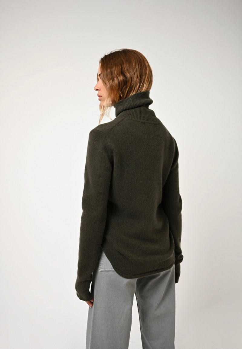Pull Col Roulé 4 Fils - Linda - Kaki
