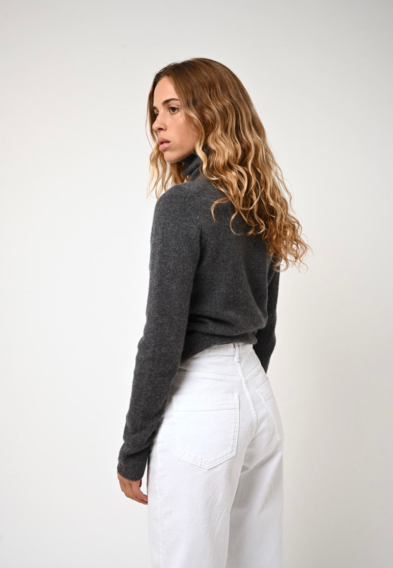 Pull Col Roulé 4 Fils - Linda - Anthracite Chiné