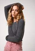 Round Neck 4-Ply Jumper - Ivy - Marl Anthracite
